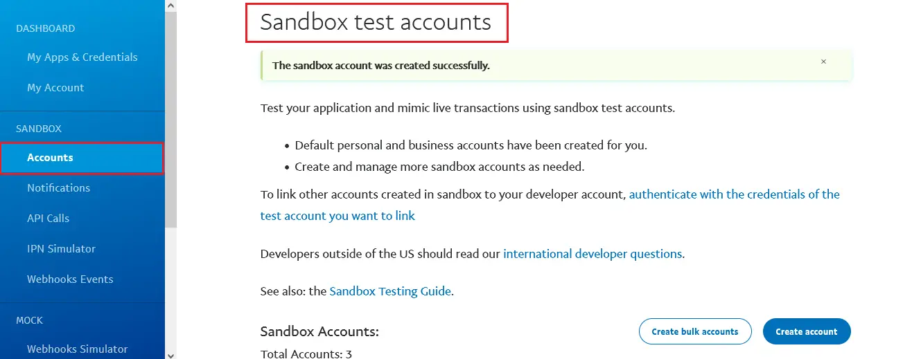 how to create sandbox test account in paypal